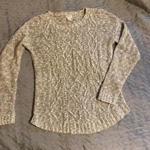 Gray and white loose knit sweater